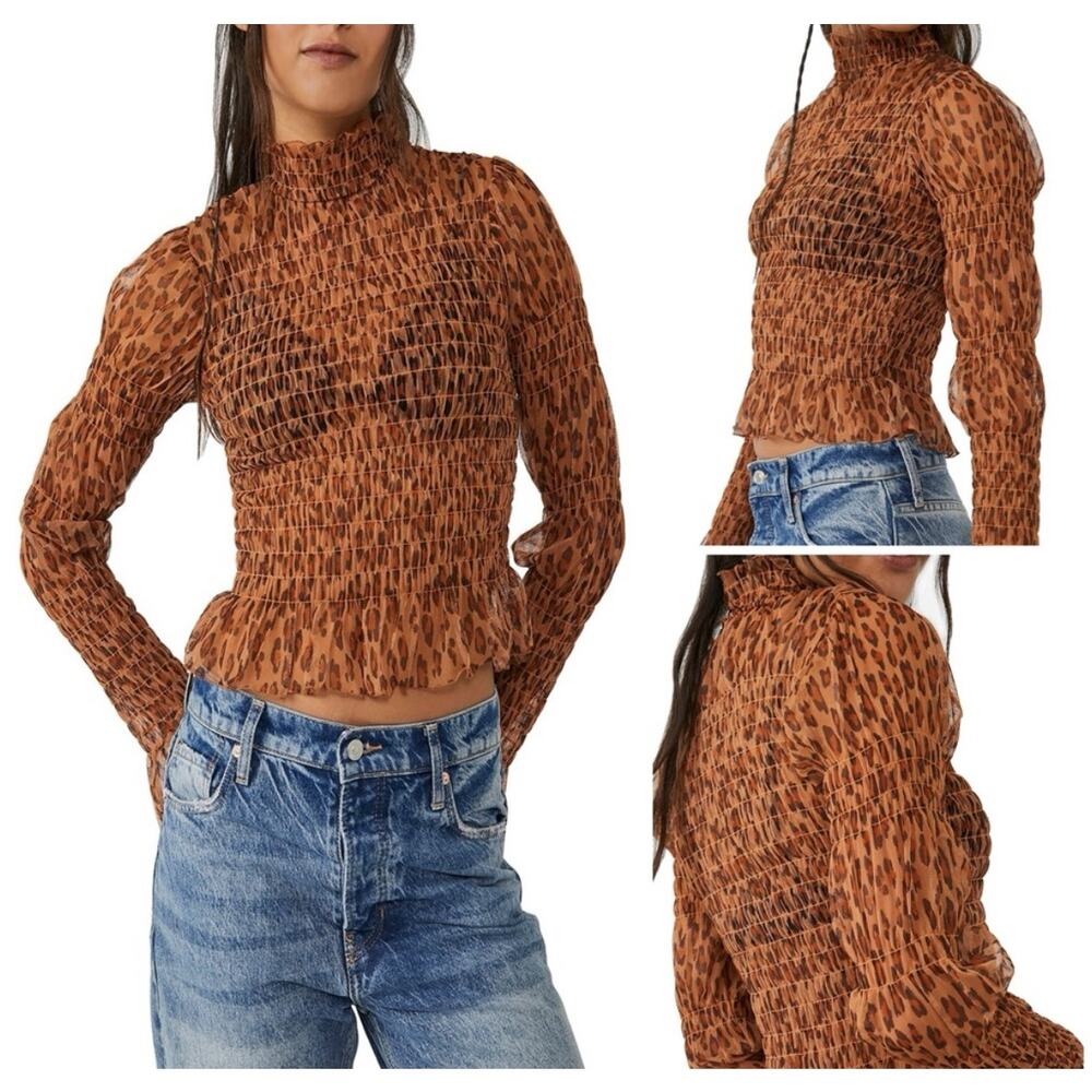 NWT Free People Hello There Top‎ in Leopard